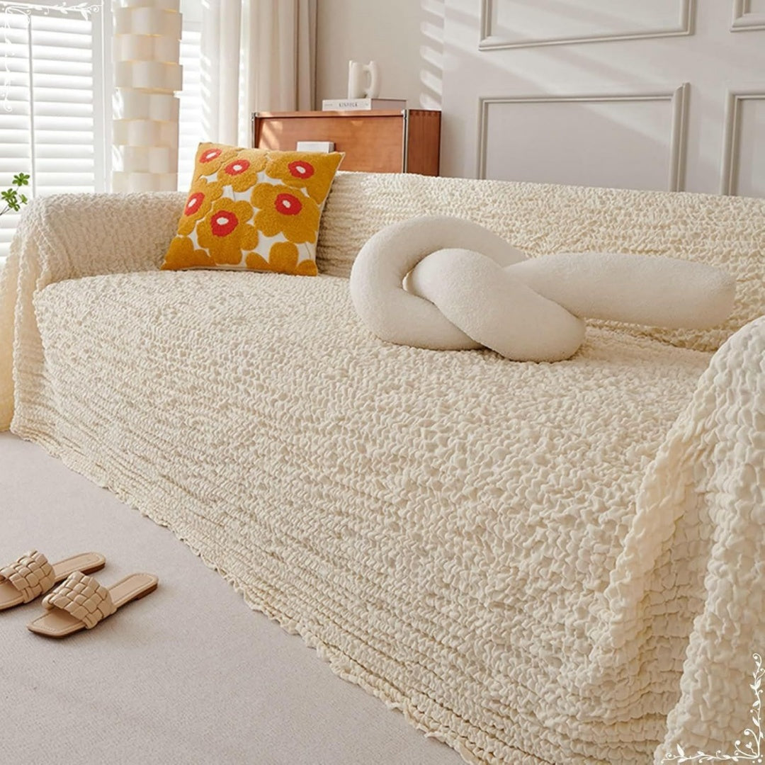 Divano da soggiorno Divanetto Letto Copridivani Tinta Unita beige