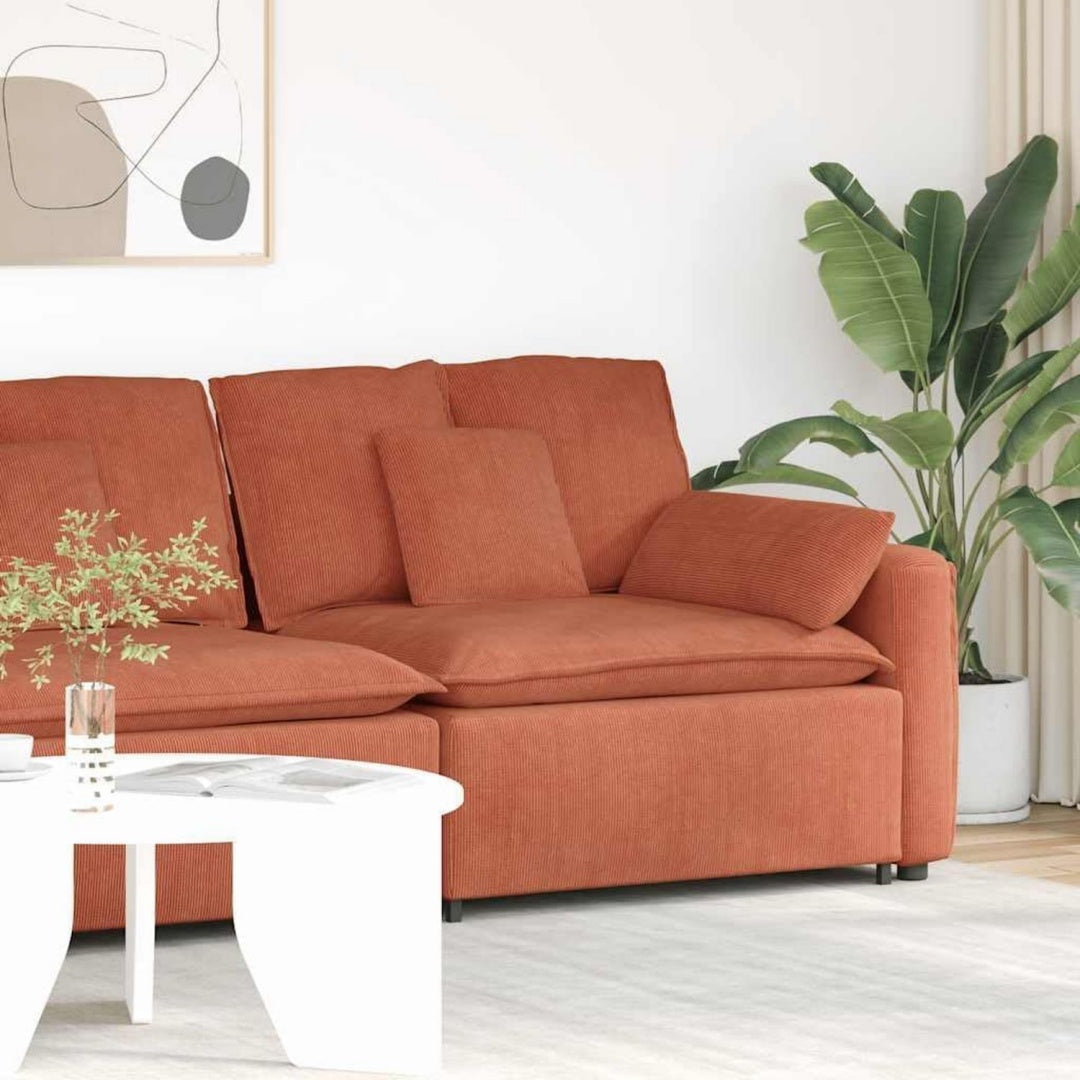 Divano confortevole modulare con braccioli rosso