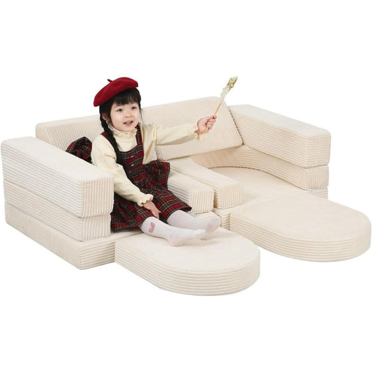 Divano da soggiorno modulare rivestimento in velluto beige