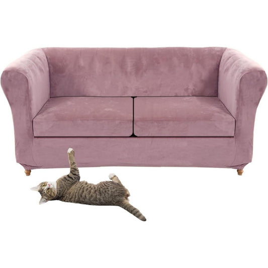 Divano da soggiorno con braccioli rivestimento in velluto rosa