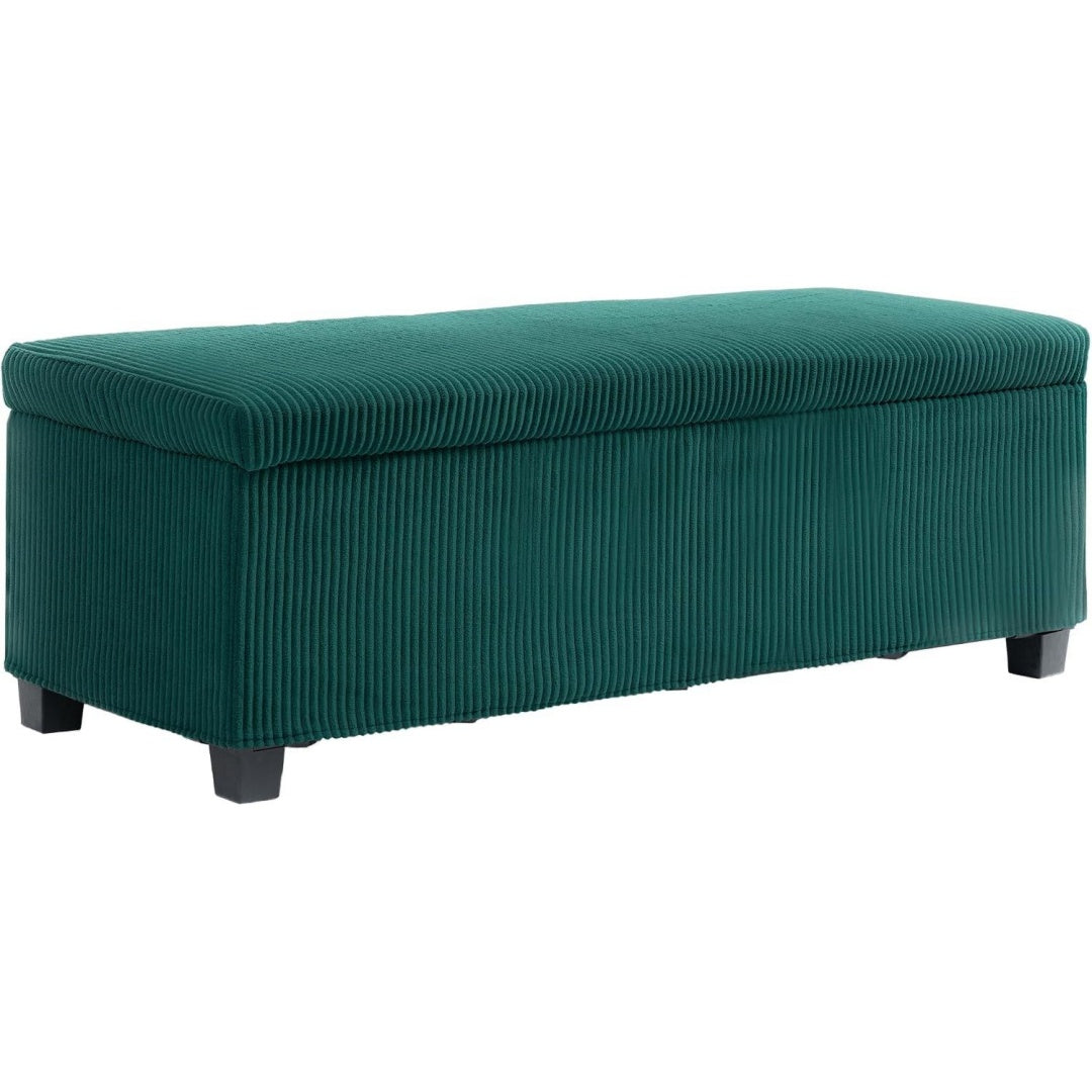 Pouf multifunzione con vano contenitore con poggiapiedi verde