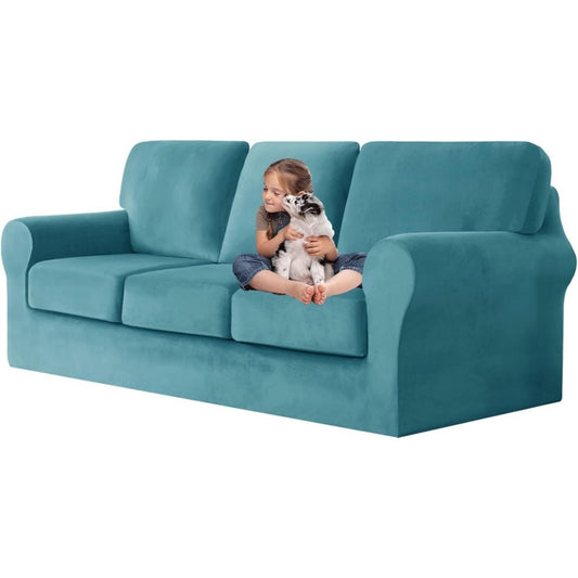 Divano confortevole Copridivano Elasticizzato,Copridivano Velluto Schienali Separati blu
